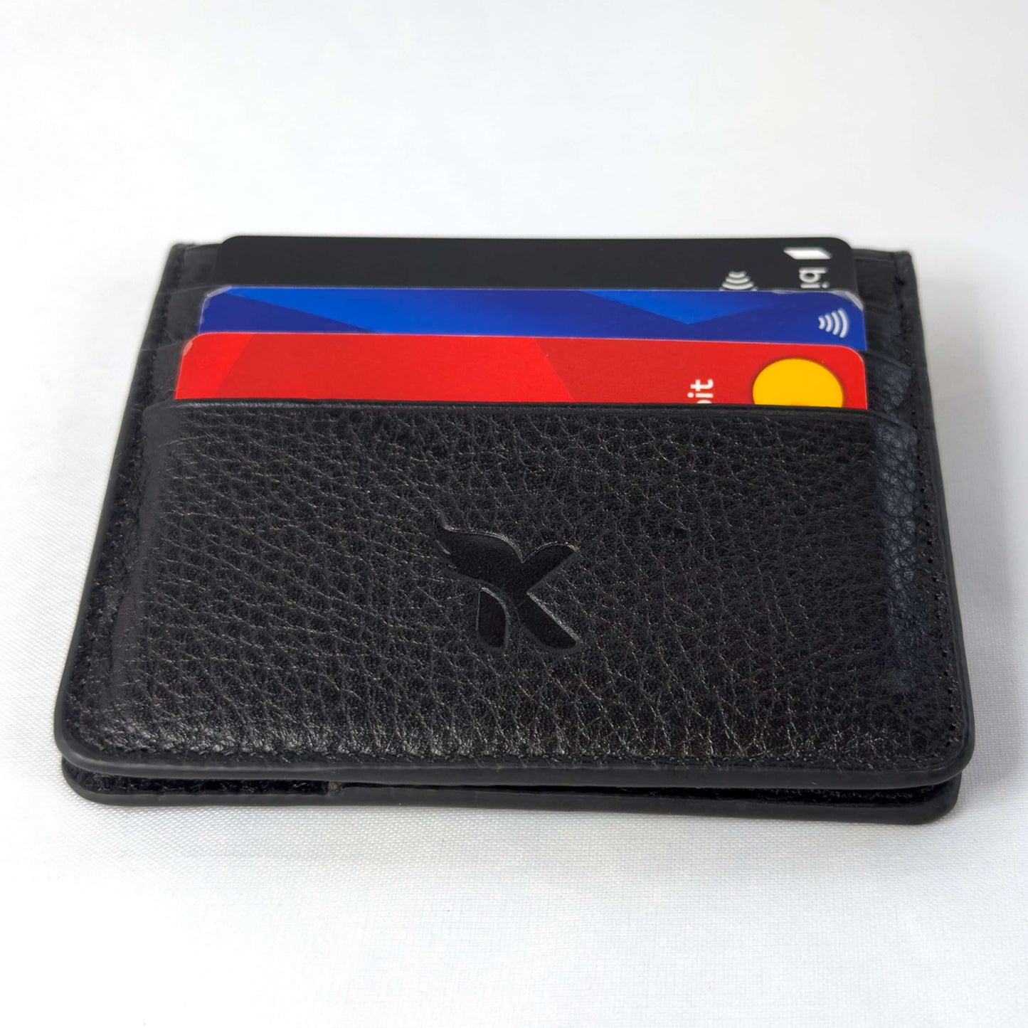 Genuine Leather Slim Cardholder Wallet - Minimalist Red Design for Cards & Cash