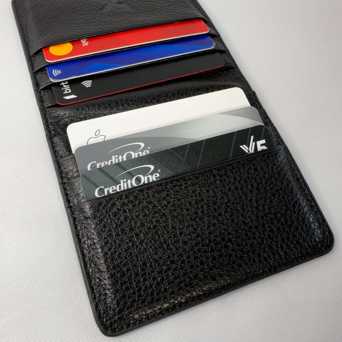 Genuine Leather Slim Cardholder Wallet - Minimalist Red Design for Cards & Cash